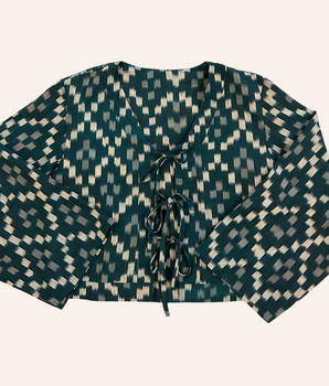 RE-TALE - Nadia Flared Sleeve Handloom Cotton Ikat | Indigo