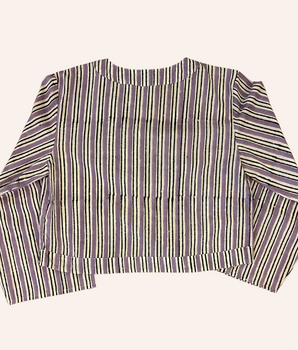 RE-TALE - Nadia Flared Sleeve Handblock Printed Cotton | Lilac Stripe