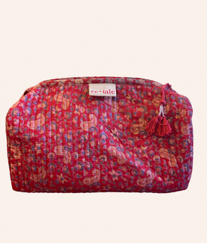 RE-TALE-Myra Upcycled Silk Toiletry Bag Red