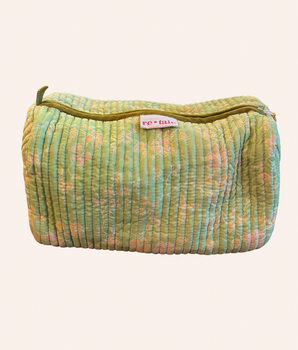 RE-TALE-Myra Upcycled Silk Toiletry Bag Light Green