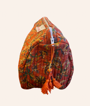 RE-TALE-Myra Upcycled Silk Toiletry Bag Orange