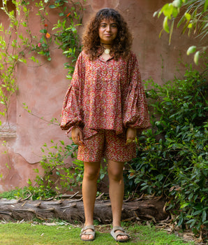 RE-TALE - Uma Handblock Printed Summer Short - Red