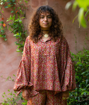 RE-TALE - Uma Handblock Printed Summer Short - Red
